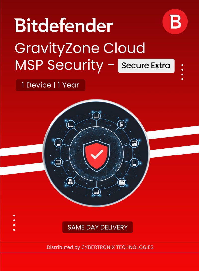 Bitdefender GravityZone Cloud MSP Security - Secure Extra 1 Device for 1 Year | Digital License | SAME DAY DELIVERY